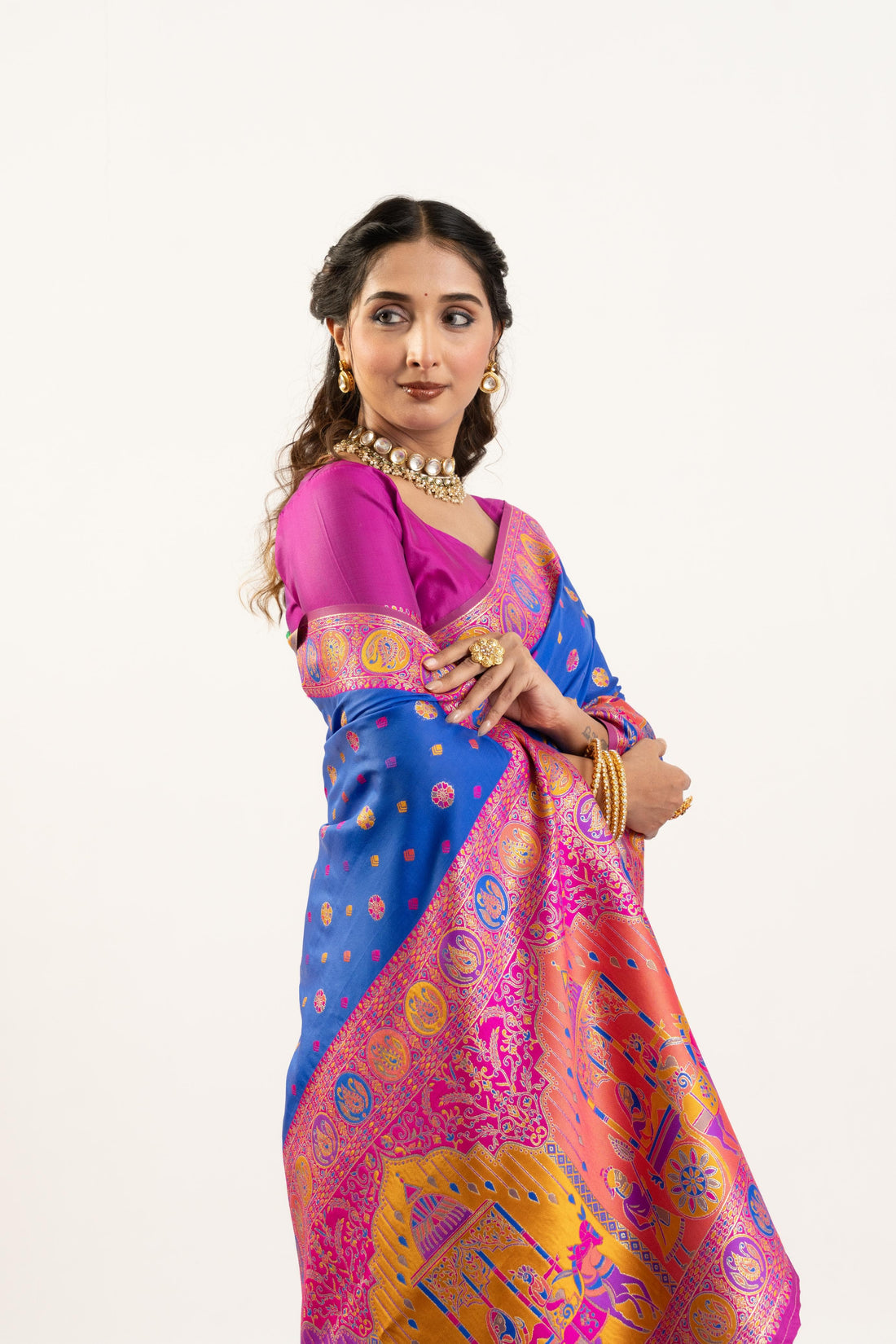 Gulrukh | Royal Blue Banarasi Silk Zari & Resham Weave Saree | Banarasii