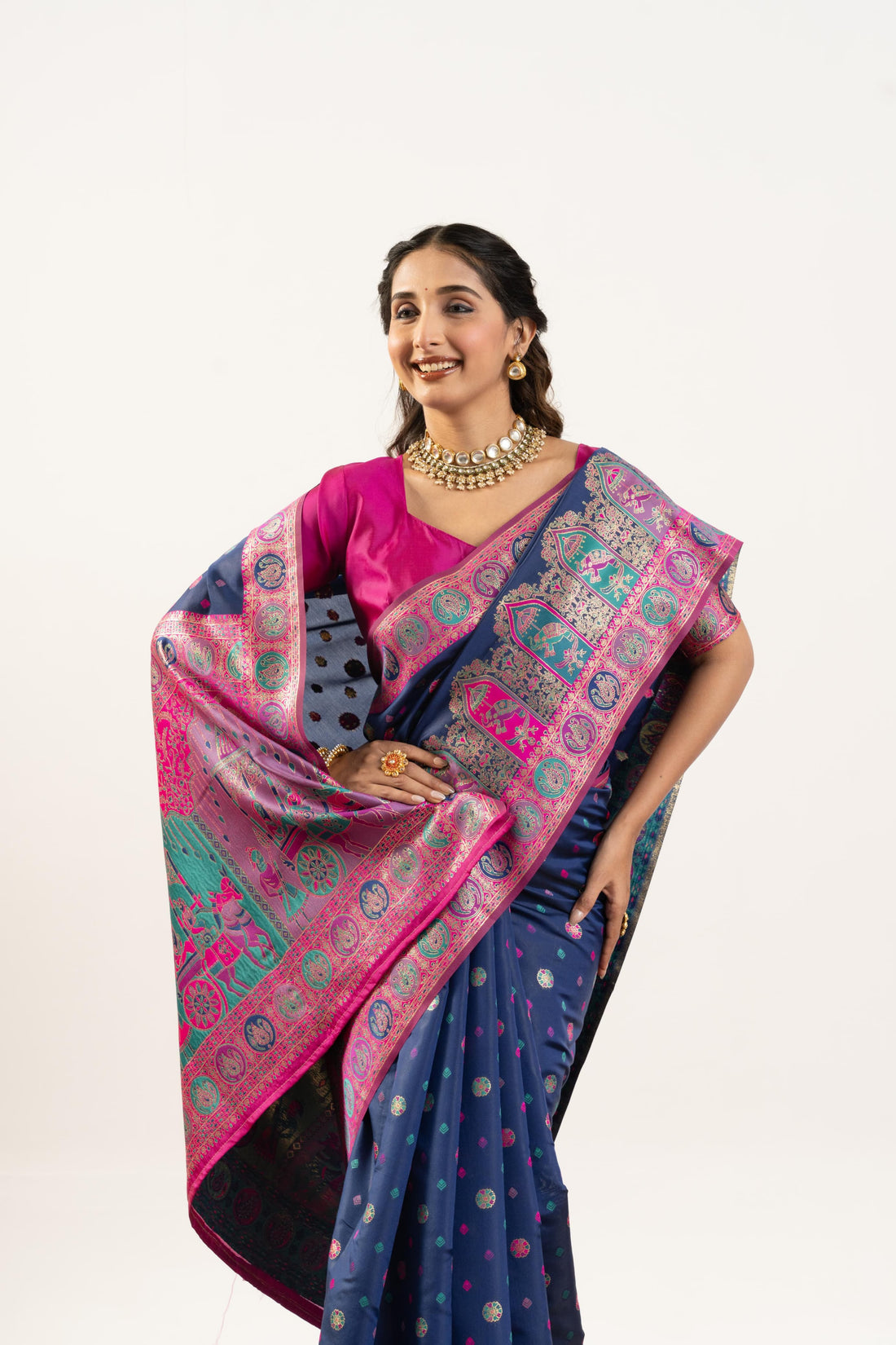 Gulrukh | Steel Blue Banarasi Silk Zari & Resham Weave Saree | Banarasii