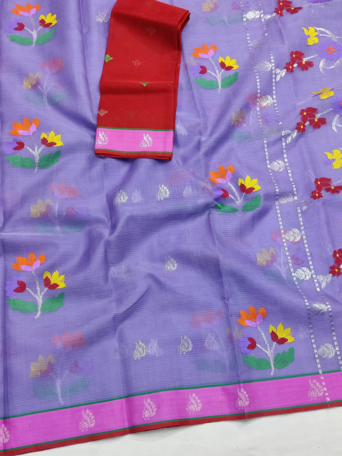 Naubahaar - Lavender Pure Zarikota Handloom GI Tagged Boota Saree | Banarasii