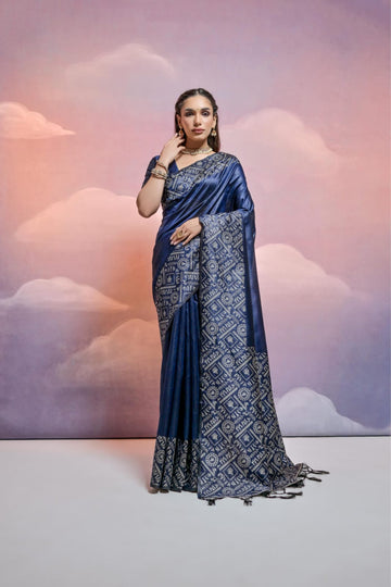 Dilruba | Navy Blue Banarasi Silk Resham Weave Saree | Banarasii