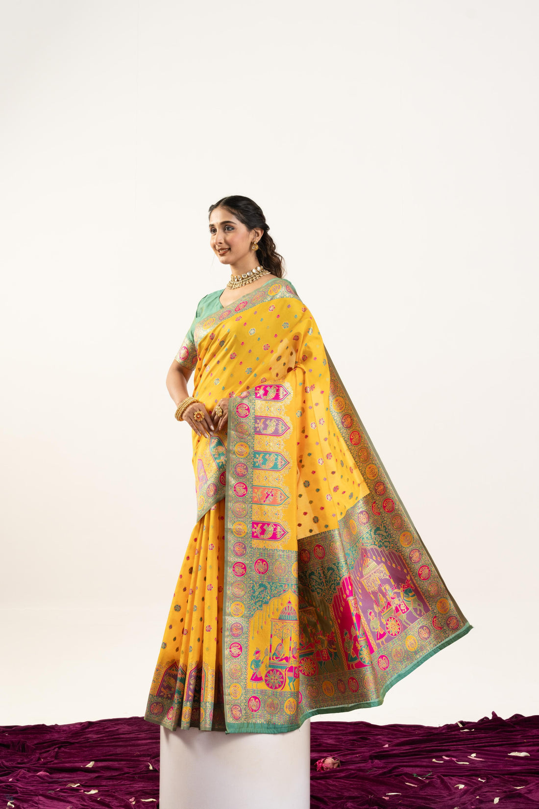 Gulrukh | Sunshine Yellow Banarasi Silk Zari & Resham Weave Saree | Banarasii