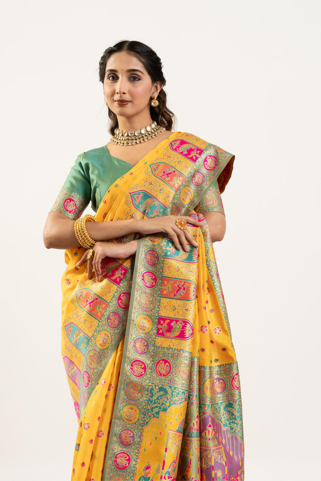 Gulrukh | Sunshine Yellow Banarasi Silk Zari & Resham Weave Saree | Banarasii