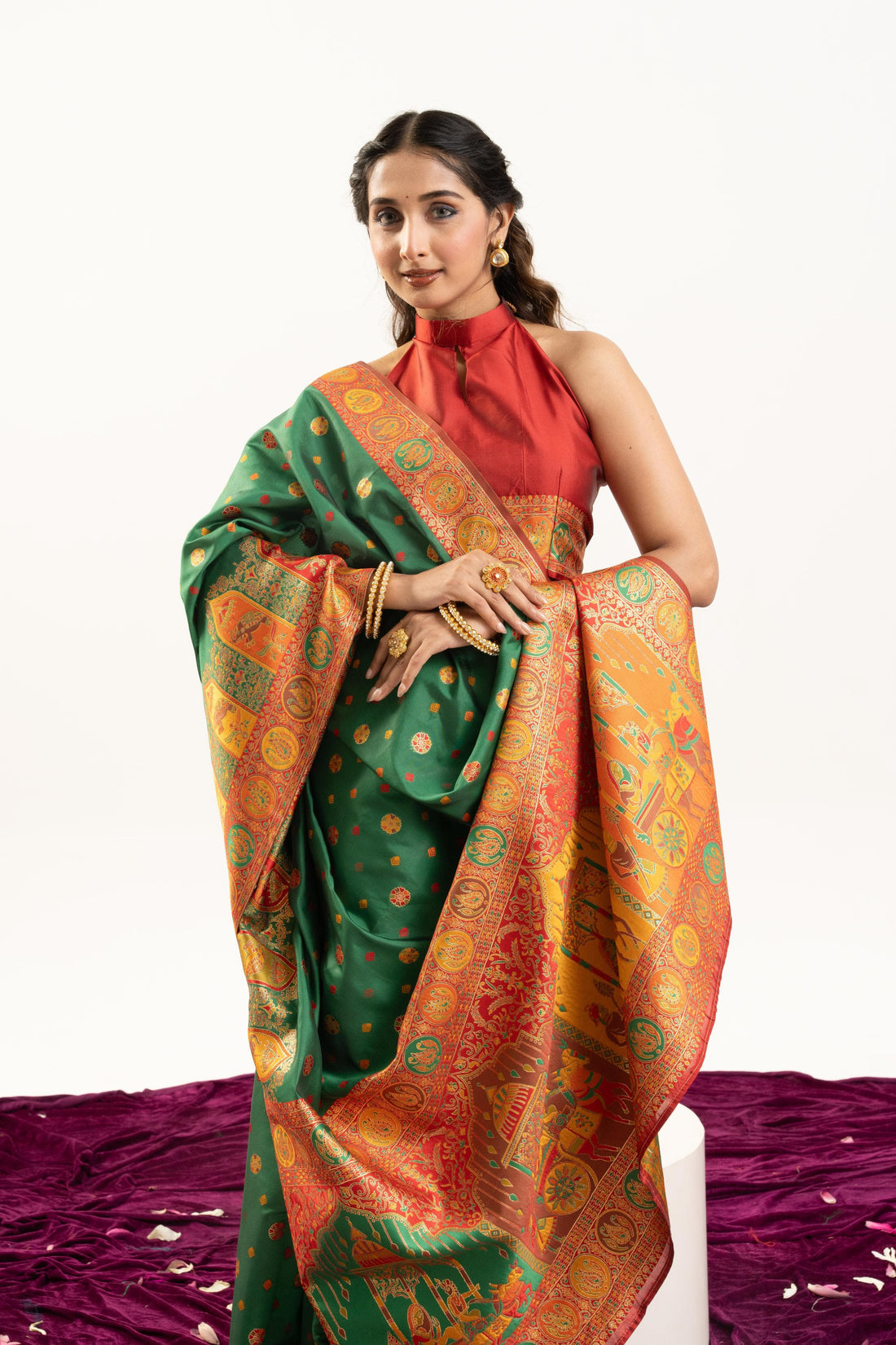 Gulrukh | Emerald Green Banarasi Silk Zari & Resham Weave Saree | Banarasii