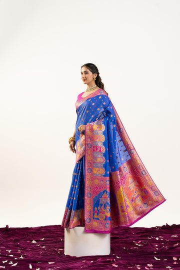 Gulrukh | Royal Blue Banarasi Silk Zari & Resham Weave Saree | Banarasii