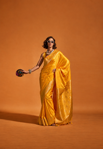 Shehzadi | Sunflower Yellow | Pure Banarasi Silk Rich Zari Weaved Saree | Banarasii