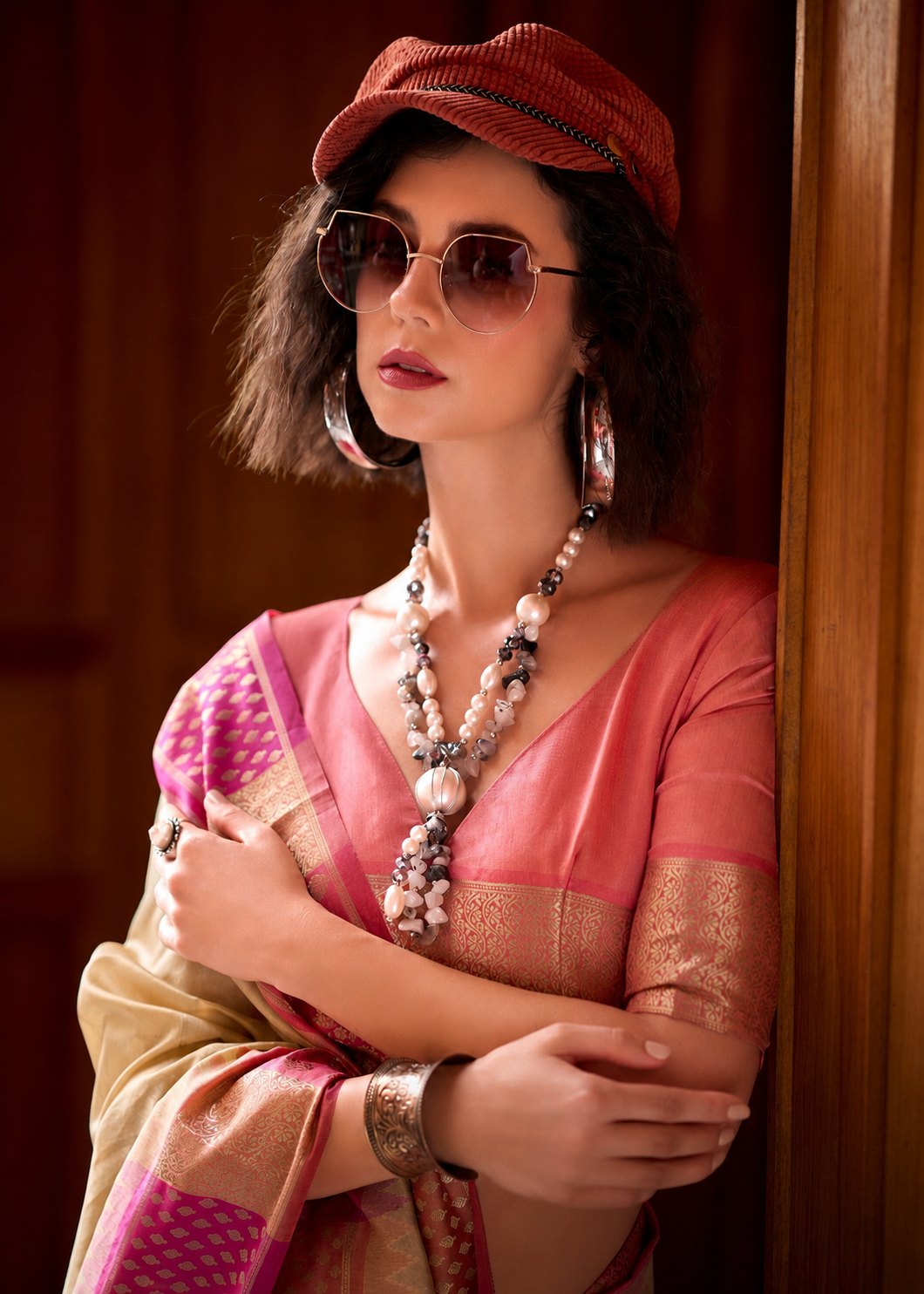 Afsana | Champagne Blush Banarasi Silk Rich Zari Weaved Saree | Banarasii