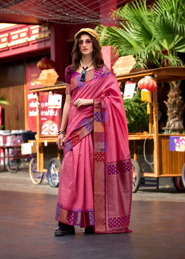 Afsana | Rosé Dahlia Banarasi Silk Rich Zari Weaved Saree | Banarasii