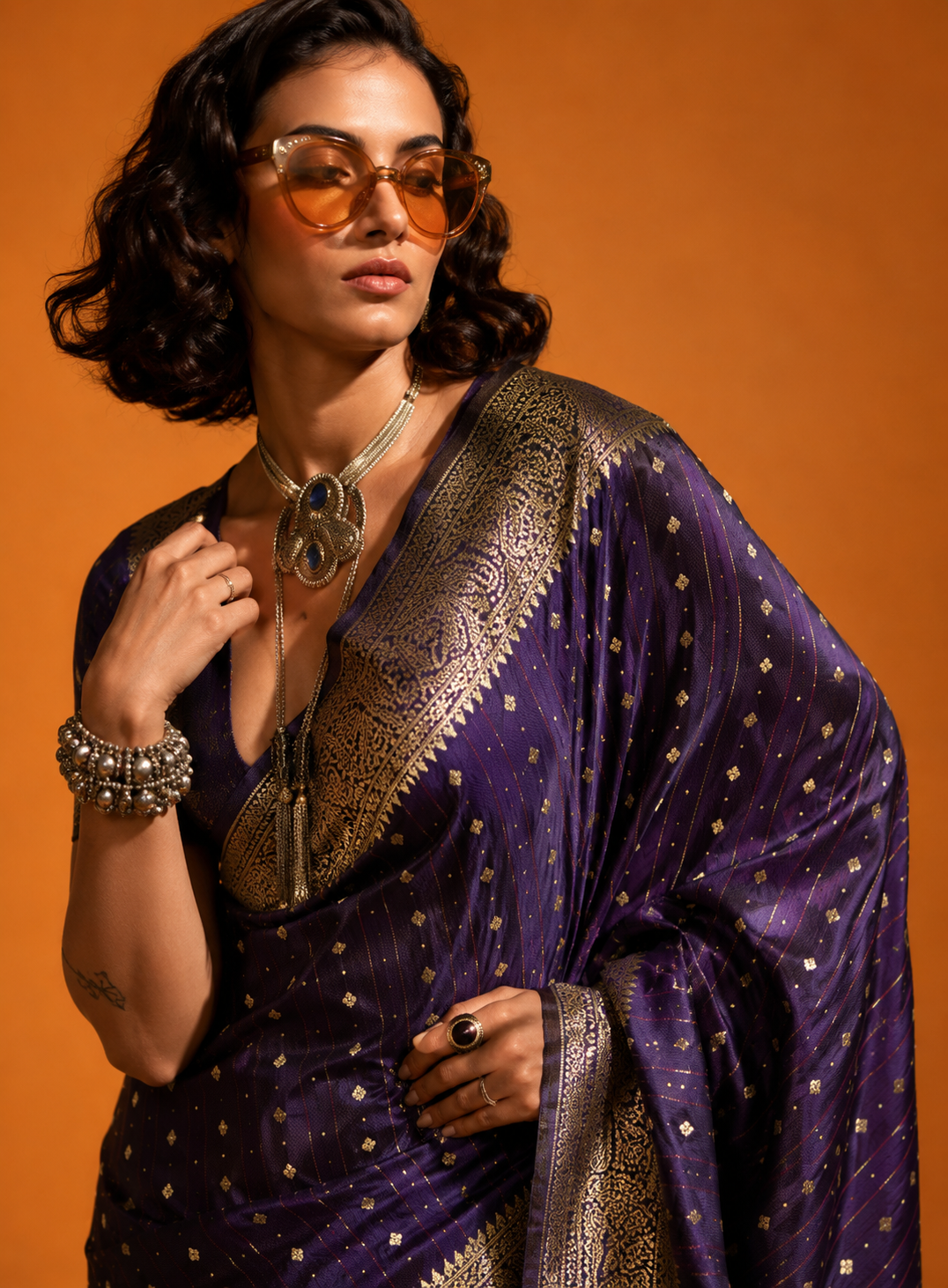 Shehzadi | Royal Purple | Pure Banarasi Silk Rich Zari Weaved Saree | Banarasii