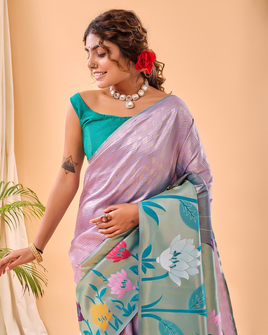 Gulistan | Lavender Seafoam Banarasi Silk Rich Zari Weaved Saree | Banarasii