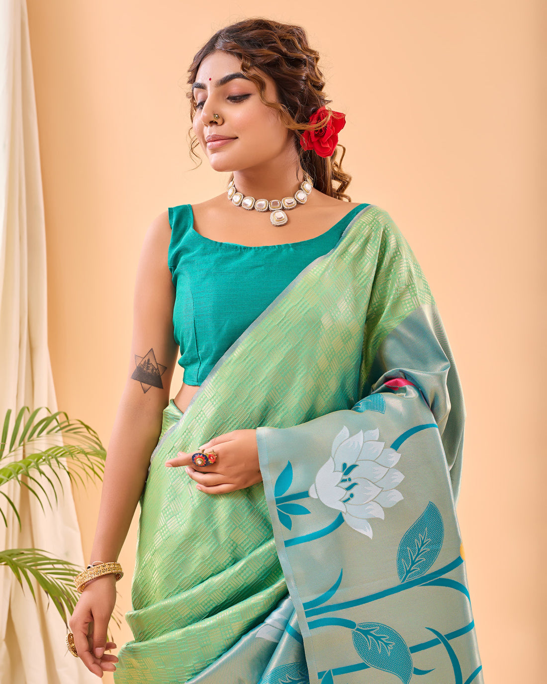 Gulistan | Mint Aqua Banarasi Silk Rich Zari Weaved Saree | Banarasii