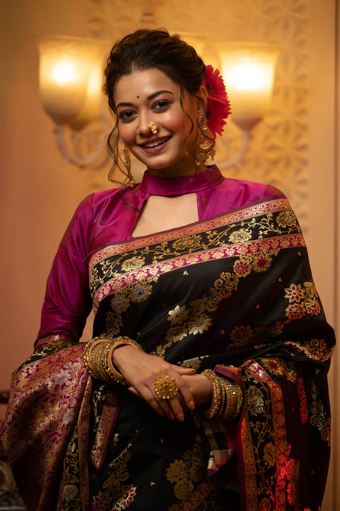 Roshanara | Noir Royale Banarasi Silk Rich Zari Weaved Saree | Banarasii