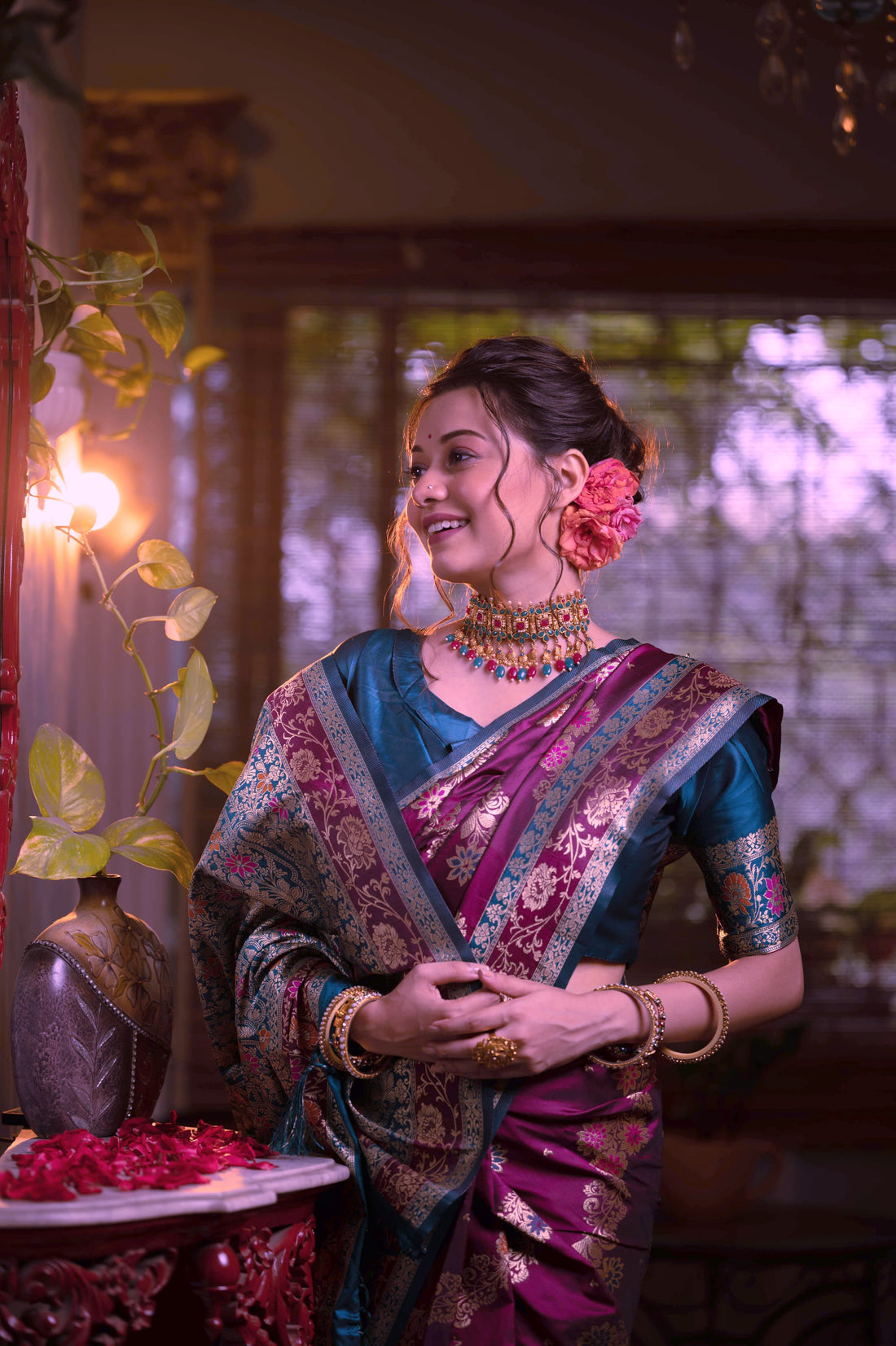 Roshanara | Royal Mulberry Banarasi Silk Rich Zari Weaved Saree | Banarasii