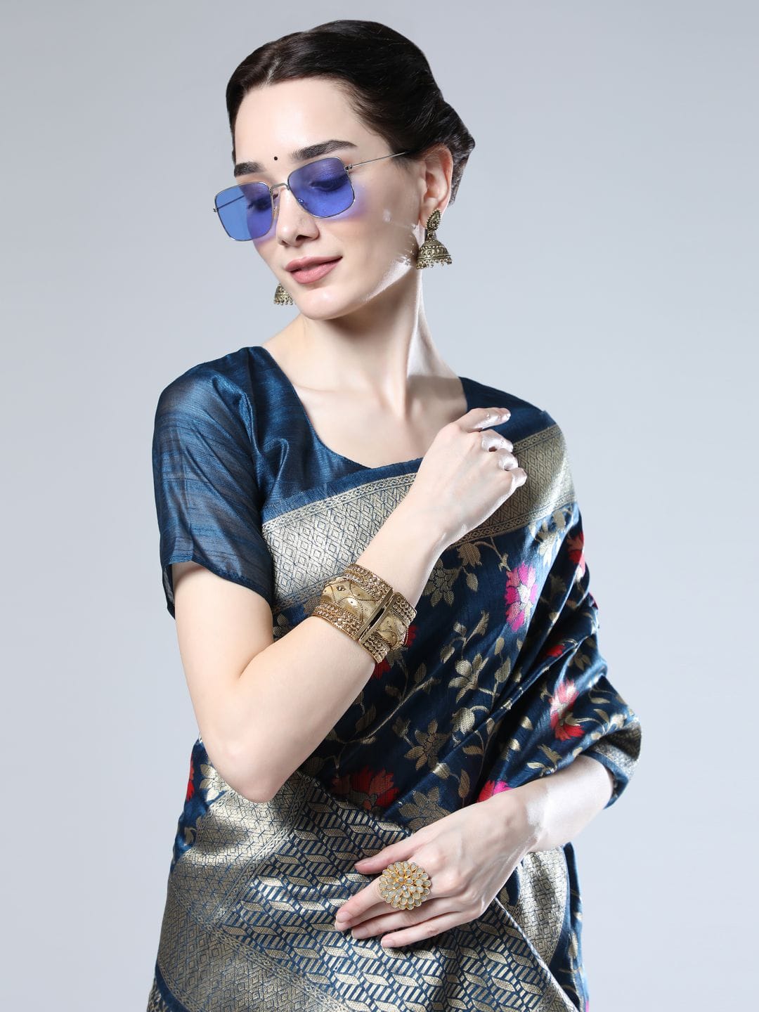 Sumbul | Midnight Sapphire Banarasi Silk Zari Weaved Saree | Banarasii