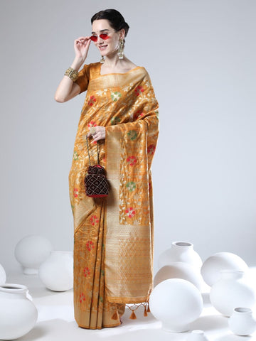 Sumbul | Imperial Antique Gold Banarasi Silk Zari Weaved Saree | Banarasii