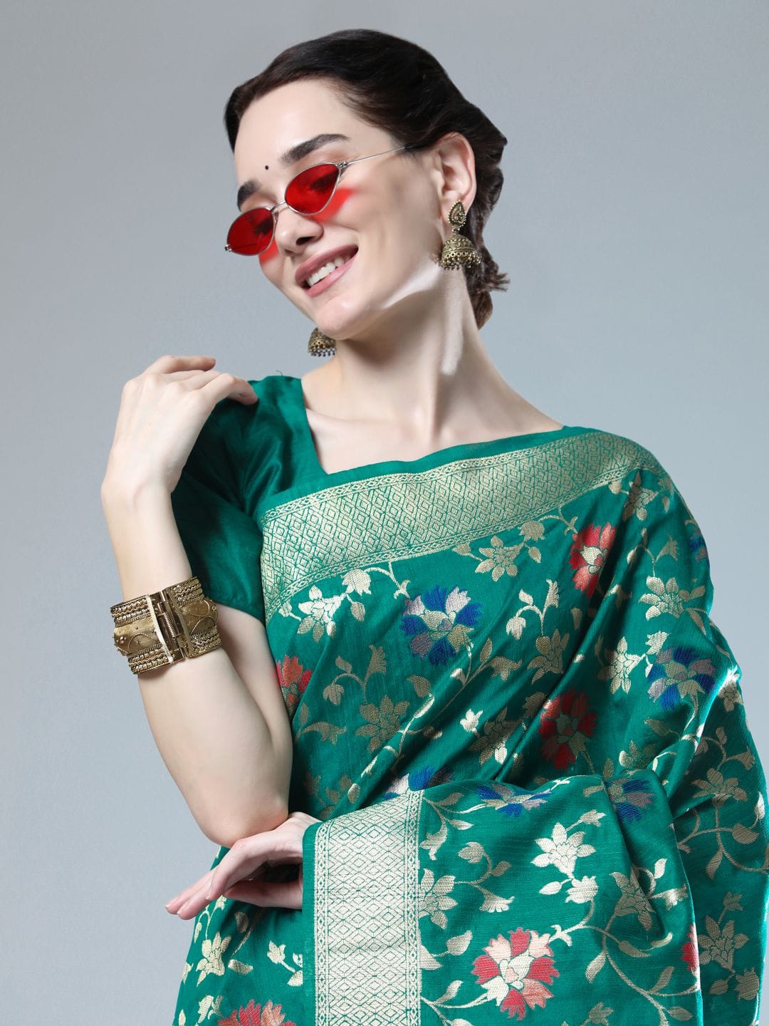 Sumbul | Jewel Teal Banarasi Silk Zari Weaved Saree | Banarasii