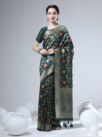 Sumbul | Deep Teal Evergreen Banarasi Silk Zari Weaved Saree | Banarasii
