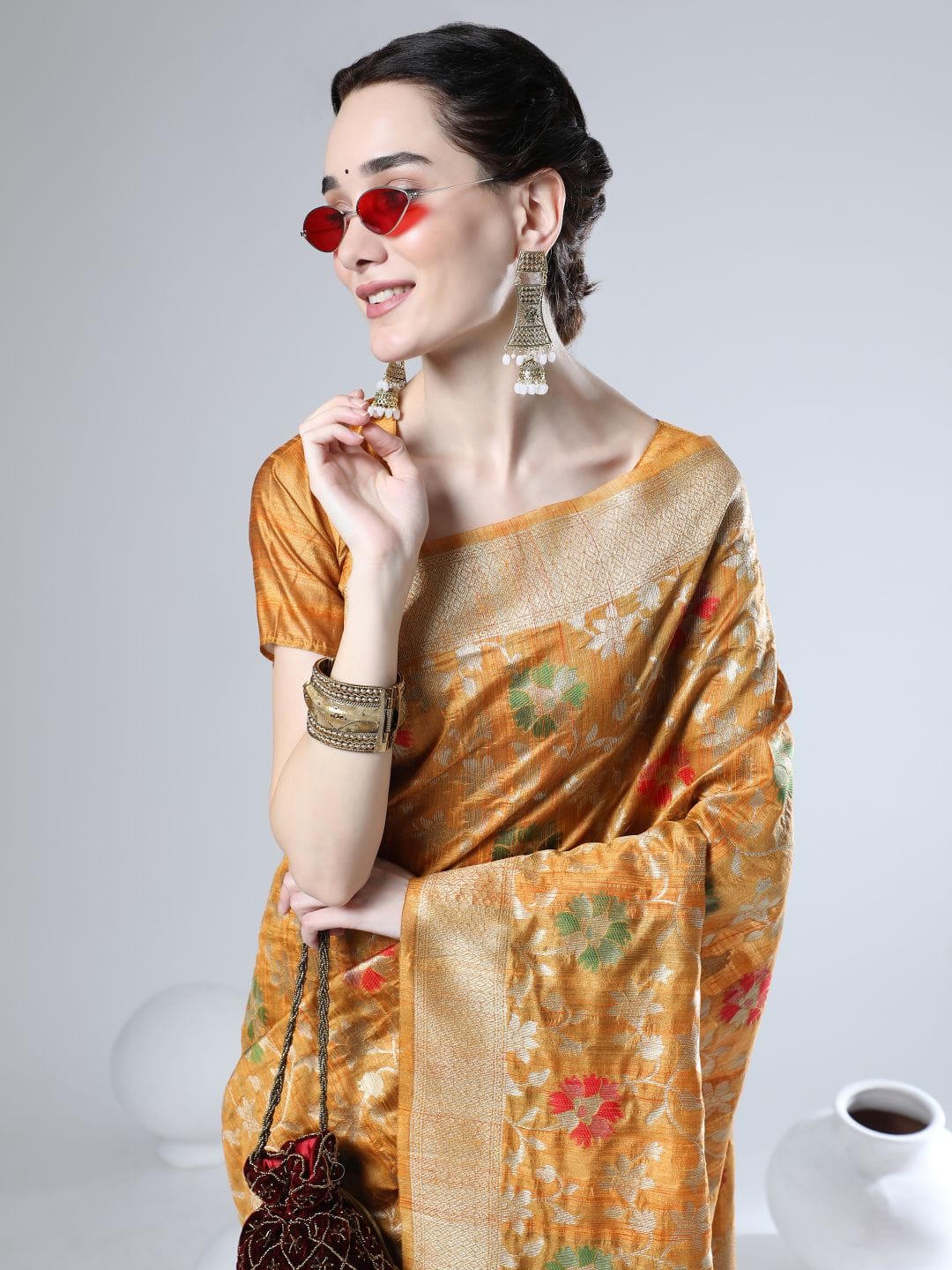 Sumbul | Imperial Antique Gold Banarasi Silk Zari Weaved Saree | Banarasii