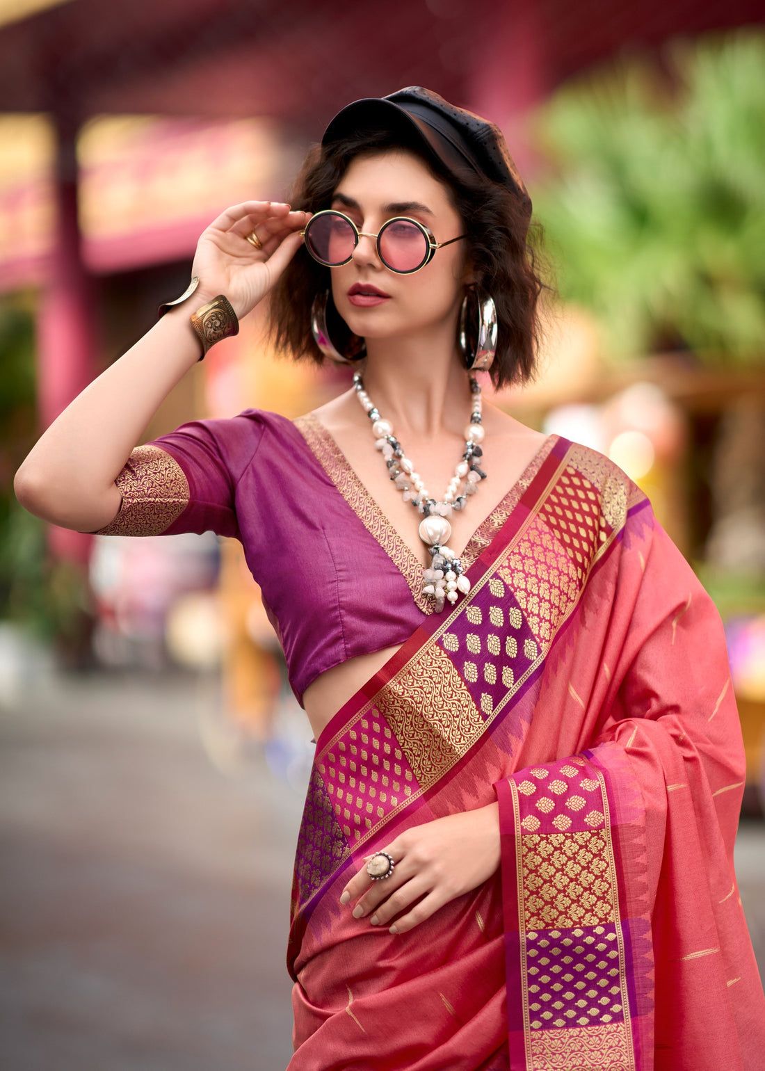Afsana | Rose Fuchsia Banarasi Silk Rich Zari Weaved Saree | Banarasii