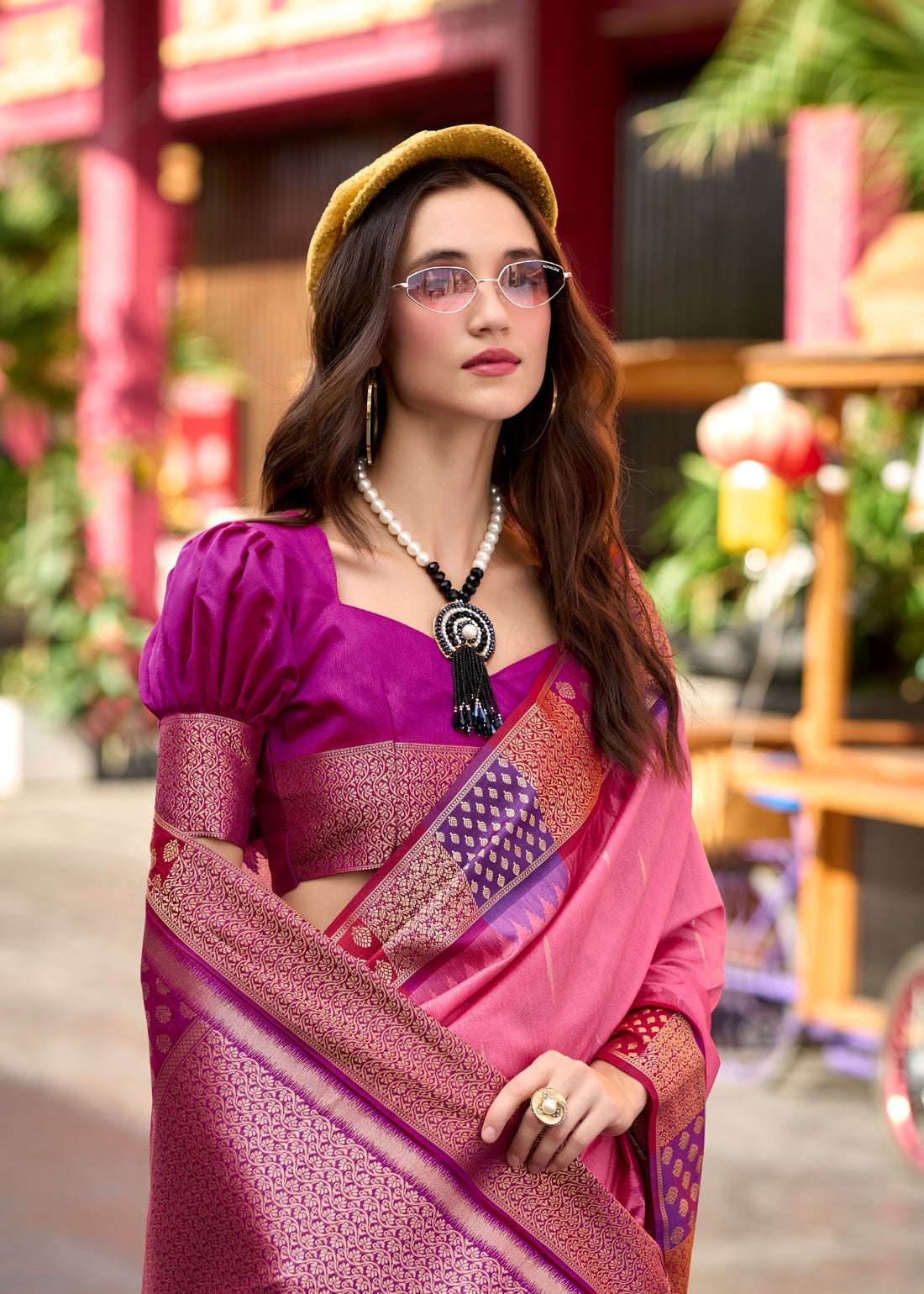 Afsana | Rosé Dahlia Banarasi Silk Rich Zari Weaved Saree | Banarasii