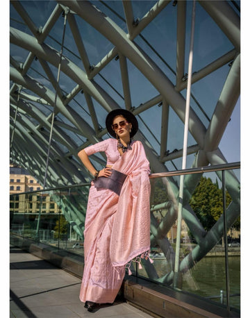 Suraiya | Blush Petal Banarasi Silk Rich Zari Weaved Saree | Banarasii