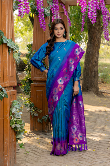 Nigar | Royal Blue Banarasi Silk Zari Weaved Saree | Banarasii