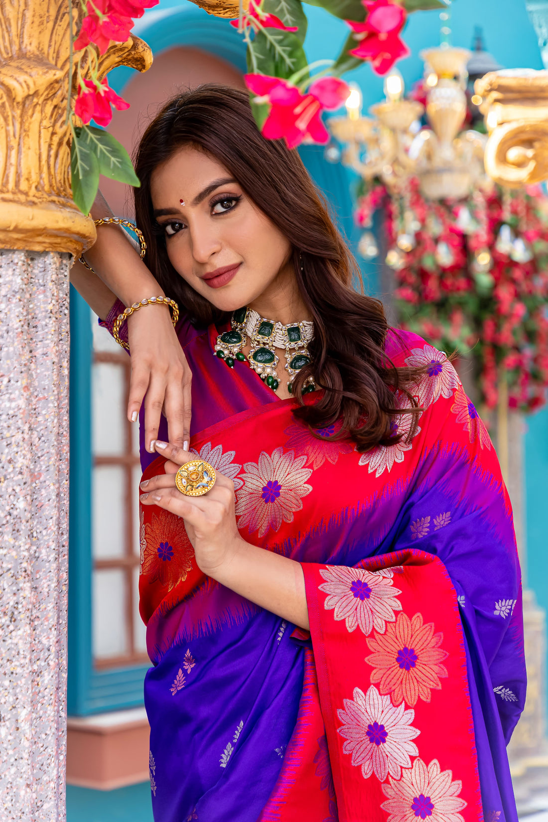 Nigar | Royal Violet Banarasi Silk Zari Weaved Saree | Banarasii