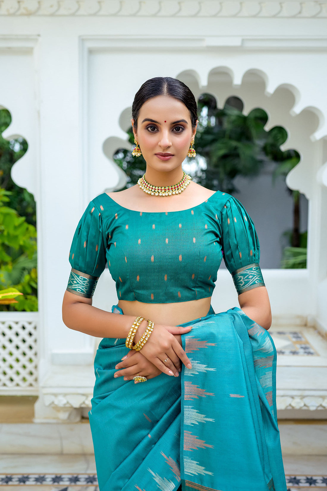Nazakat | Peacock Blue Tussar Silk Zari Weaved Saree | Banarasii