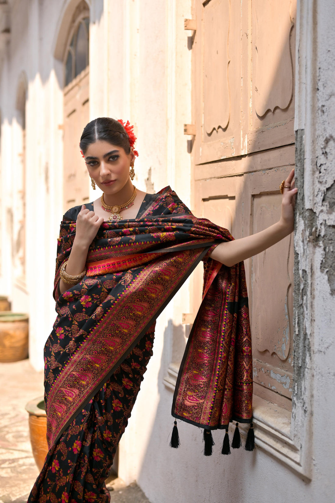 Kohinoor | Shab-e-Noor Pashmina Kashmiri Silk Zari Meena Weaved Saree | Banarasii