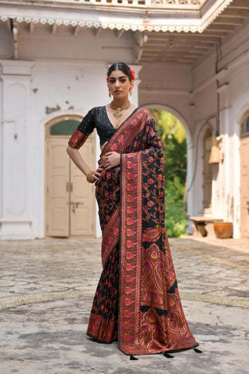 Kohinoor | Shab-e-Noor Pashmina Kashmiri Silk Zari Meena Weaved Saree | Banarasii