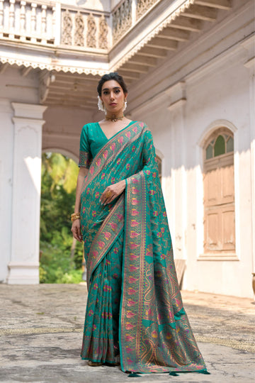 Kohinoor | Noor-e-Firoza Pashmina Kashmiri Silk Zari Meena Weaved Saree | Banarasii