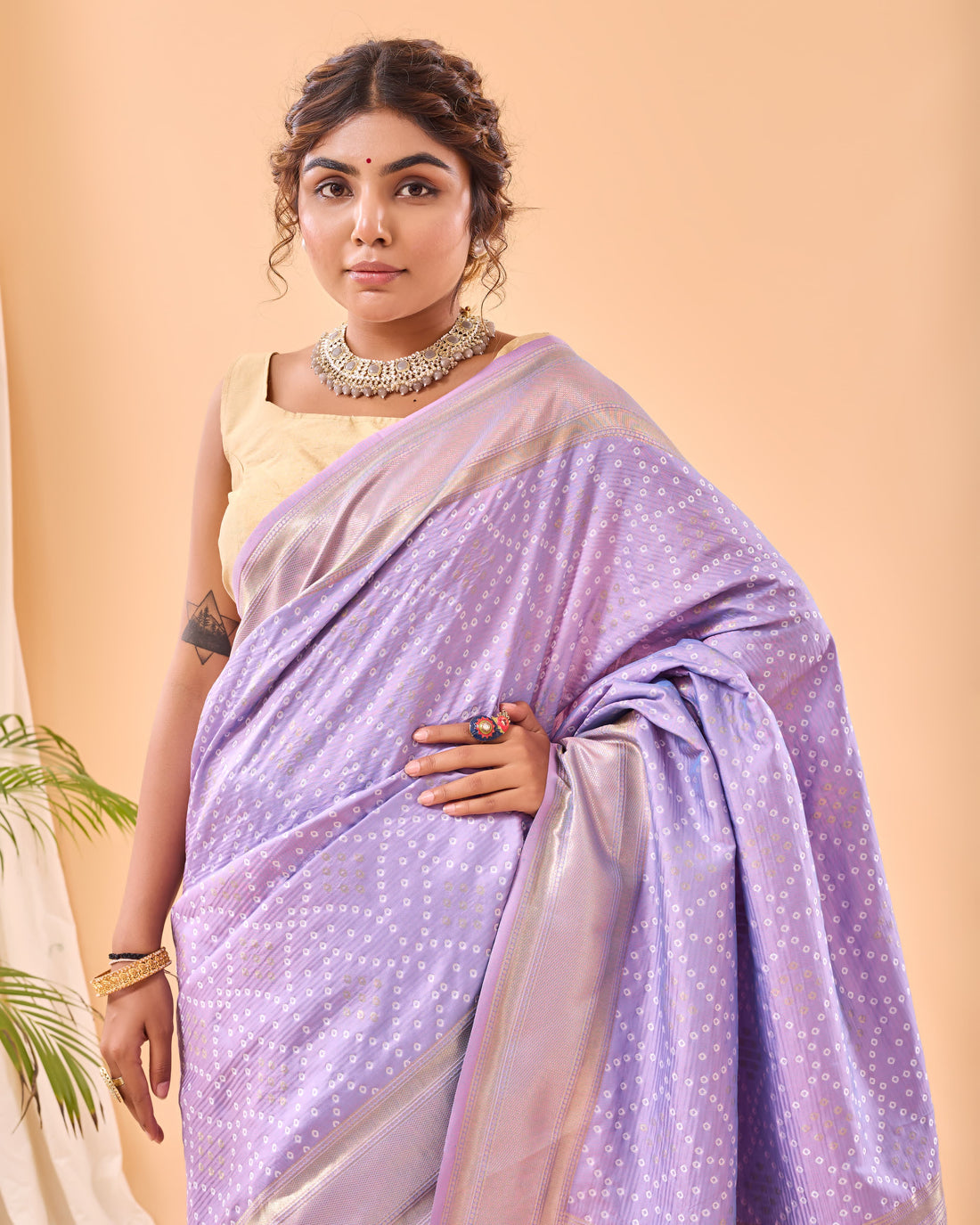 Mahjabeen | Lilac Moonstone Banarasi Silk Zari Weaved Saree | Banarasii