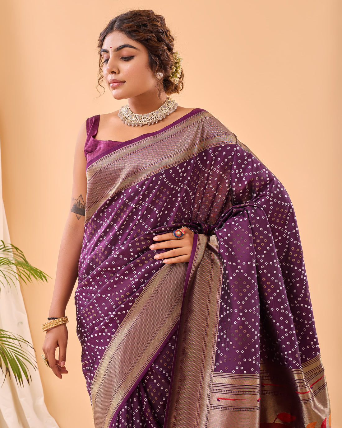 Mahjabeen | Royal Amethyst Purple Banarasi Silk Zari Weaved Saree | Banarasii