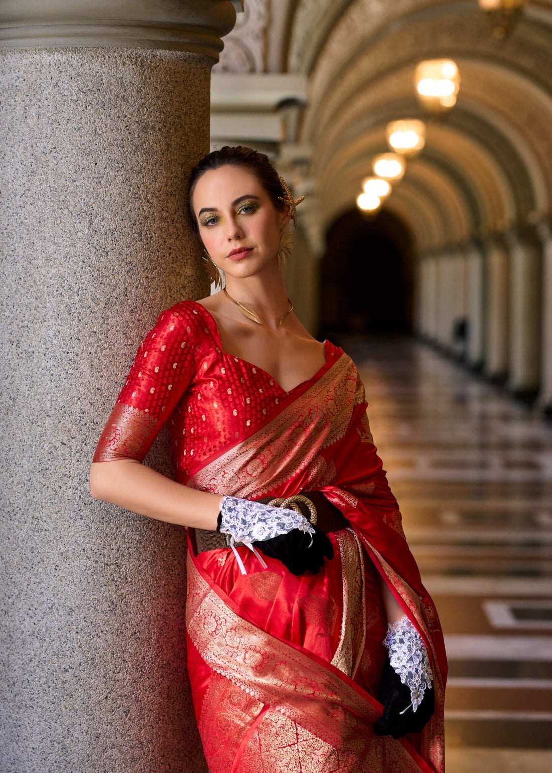 Tajalli | Sindoor Red Banarasi Silk Rich Zari Weaved Saree | Banarasii