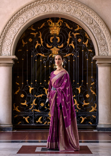 Tajalli | Royal Magenta Banarasi Silk Rich Zari Weaved Saree | Banarasii