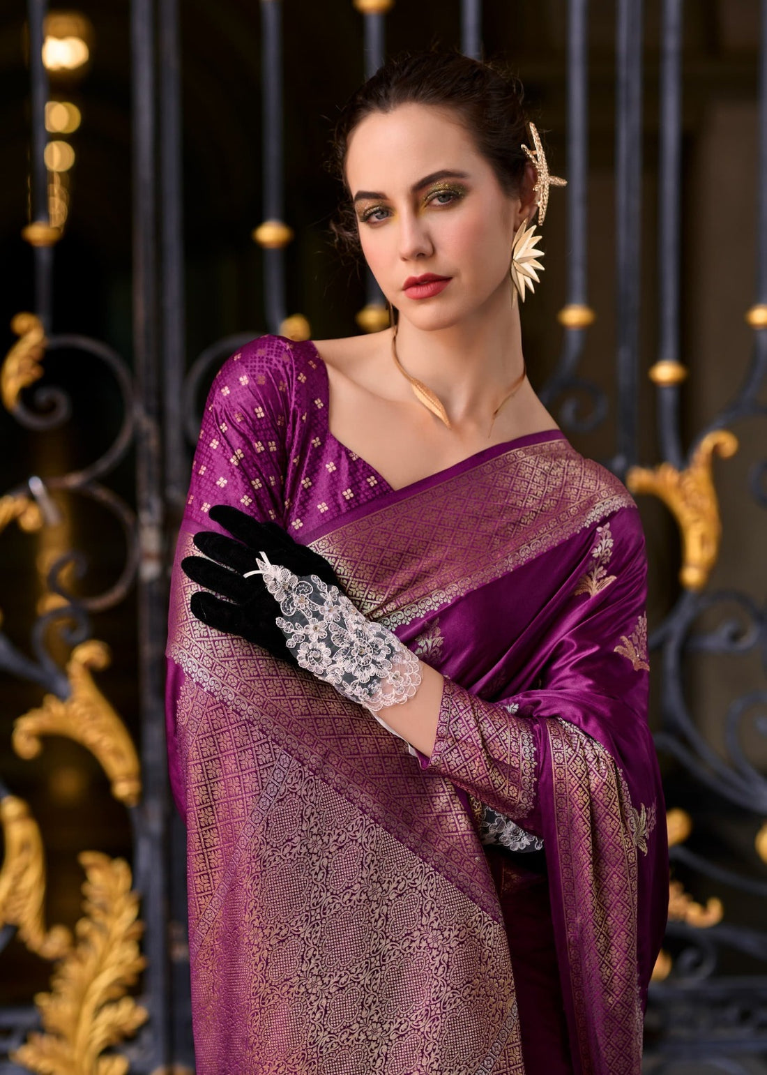 Tajalli | Royal Magenta Banarasi Silk Rich Zari Weaved Saree | Banarasii