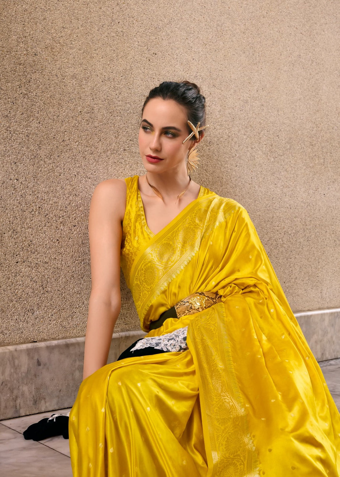 Tajalli | Haldi Gold Banarasi Silk Rich Zari Weaved Saree | Banarasii