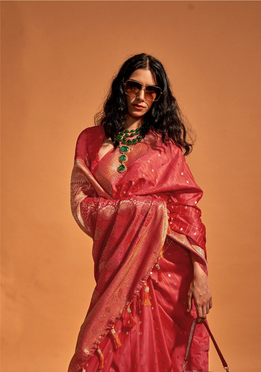 Shehzadi | Rani Pink | Pure Banarasi Silk Rich Zari Weaved Saree | Banarasii