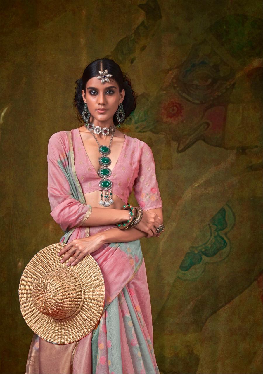 Hoorain | Blush Mist Banarasi Silk Rich Zari Resham Weaved Saree | Banarasii