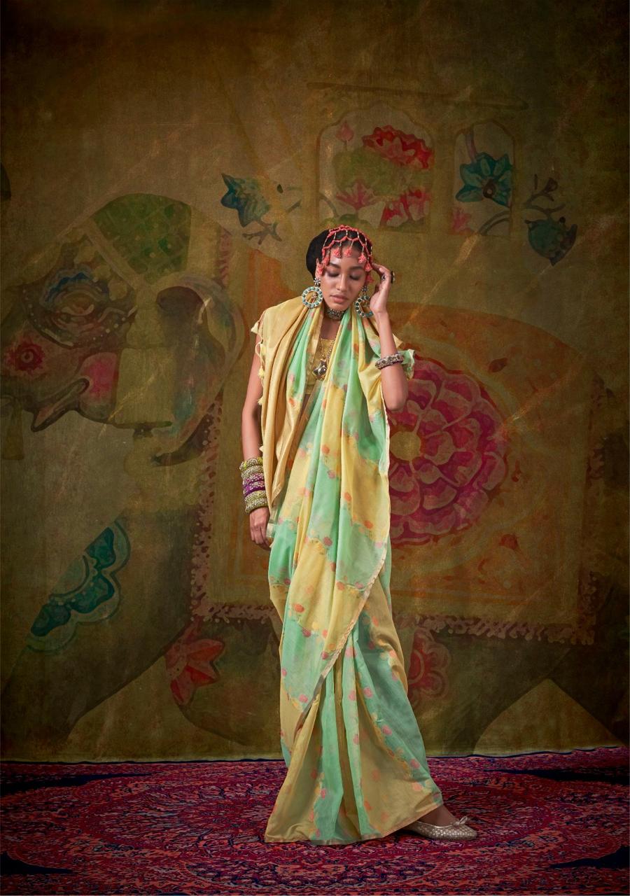 Hoorain | Mint Pista Banarasi Silk Rich Zari Resham Weaved Saree | Banarasii