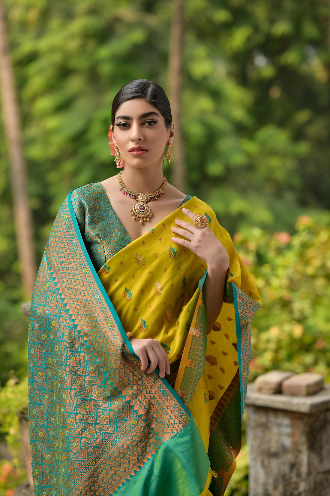 Bahaar | Mustard Gold Banarasi Silk Rich Zari Weaved Saree | Banarasii