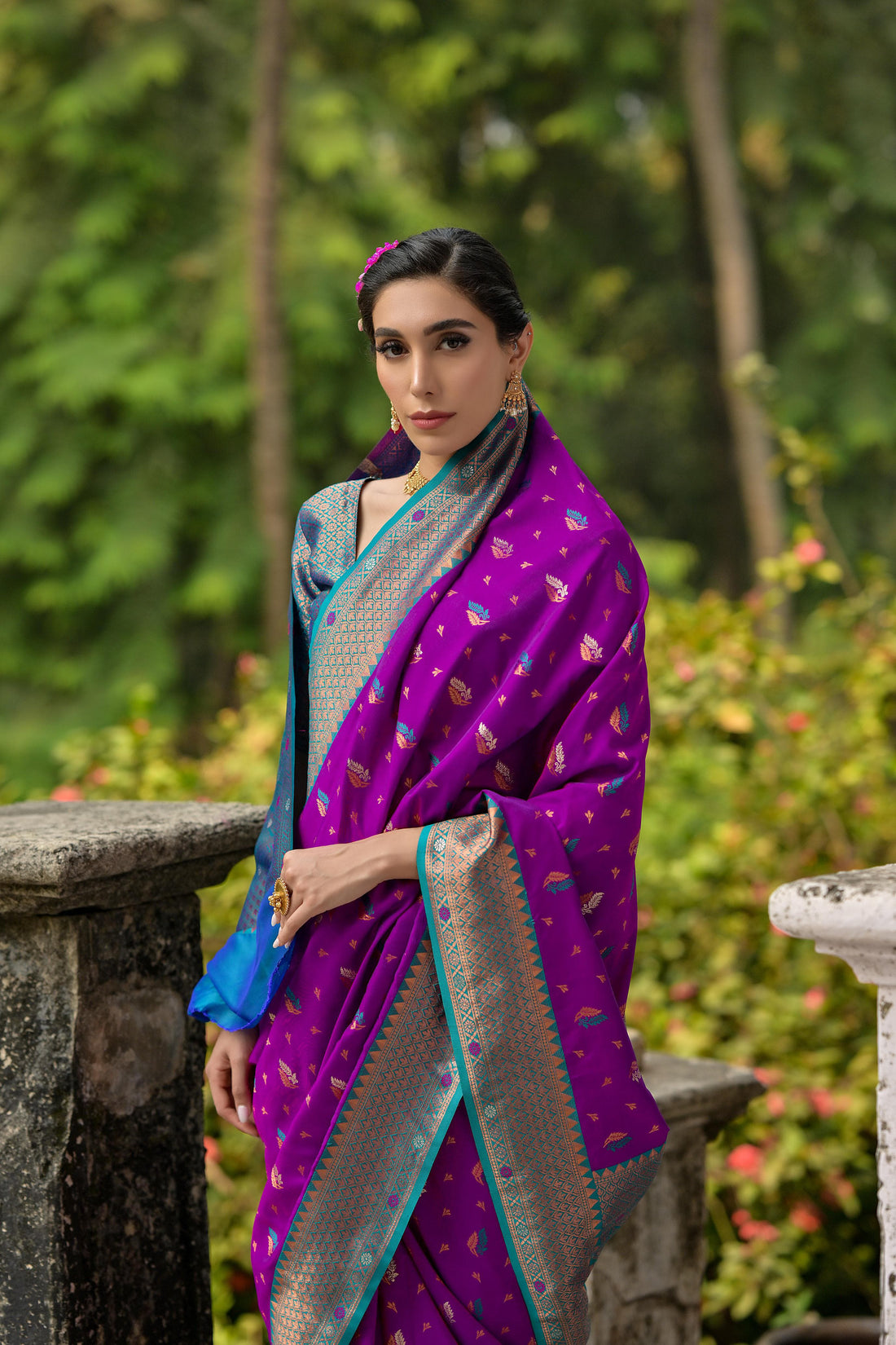 Bahaar | Royal Amethyst Banarasi Silk Rich Zari Weaved Saree | Banarasii