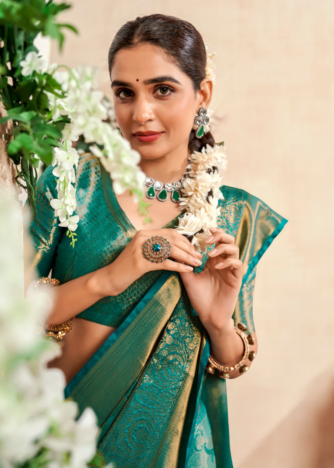 Shabnam | Turquoise Teal Banarasi Silk Zari Weaved Saree | Banarasii