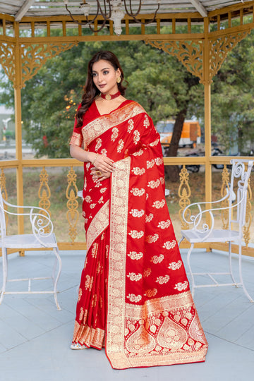 Shahzadi | Sindoor Red Banarasi Silk Zari Weaved Saree | Banarasii