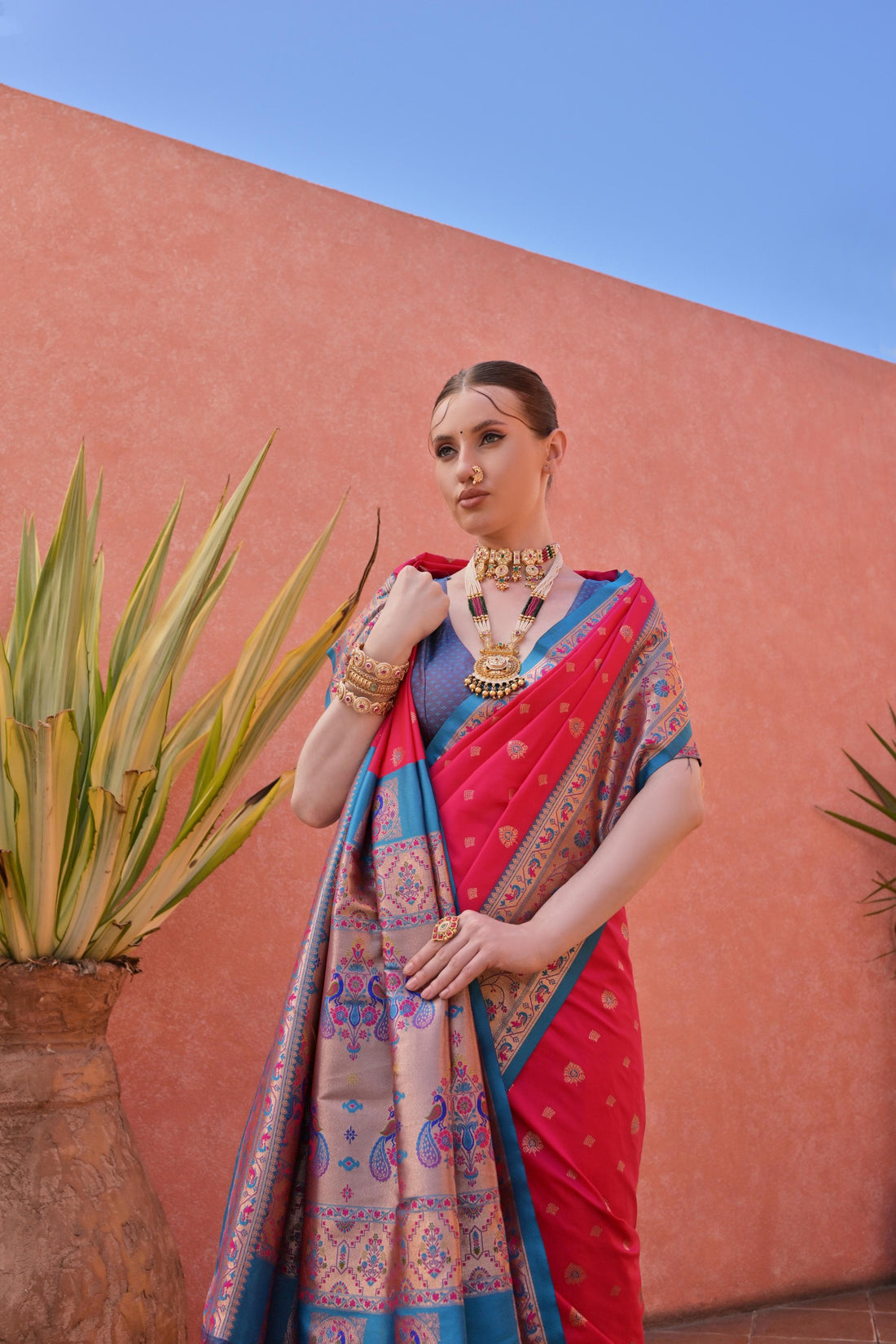Naaz | Rani Pink Banarasi Silk Rich Zari Weaved Saree | Banarasii