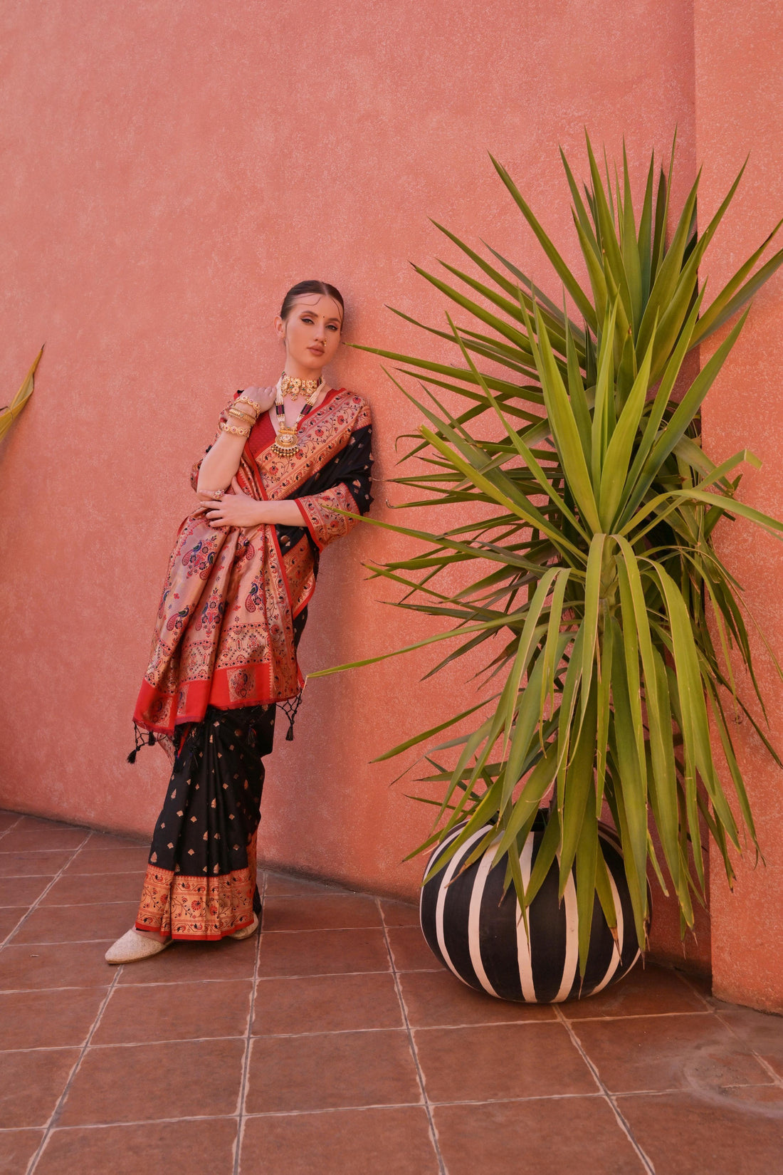 Naaz | Midnight Black Banarasi Silk Rich Zari Weaved Saree | Banarasii