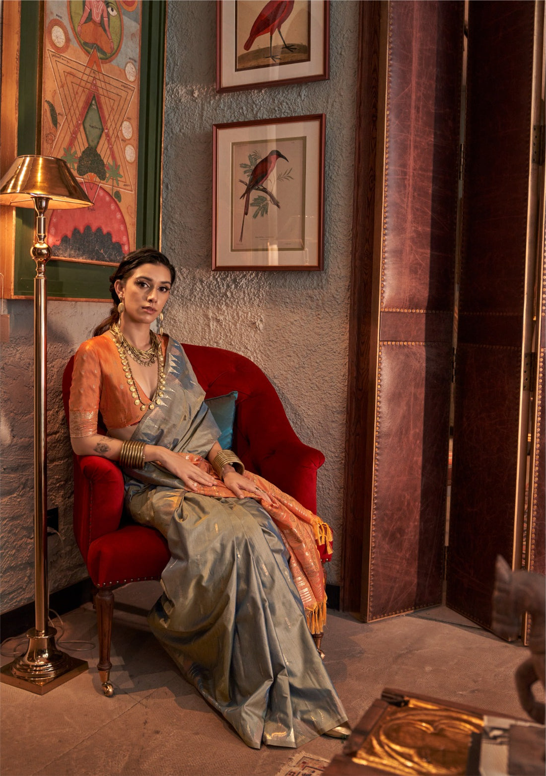 Zarafshan | Steel Mist Blue Banarasi Silk Rich Zari Weaved Saree | Banarasii
