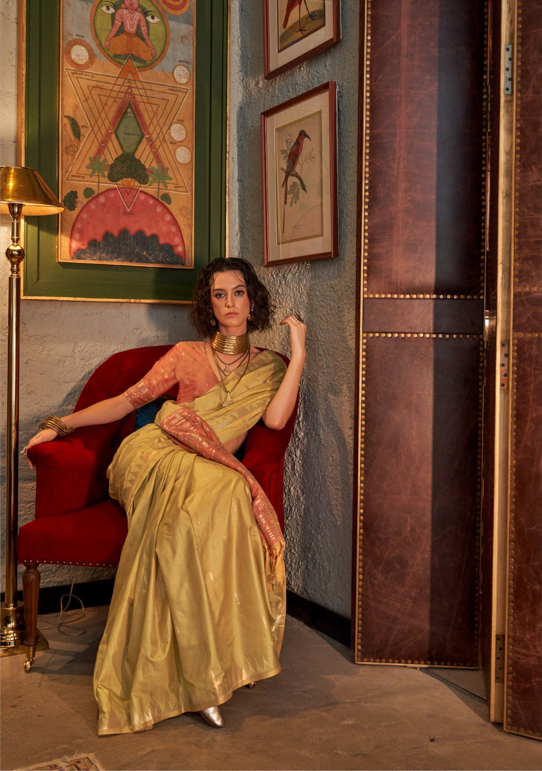 Zarafshan | Champagne Gold Banarasi Silk Rich Zari Weaved Saree | Banarasii
