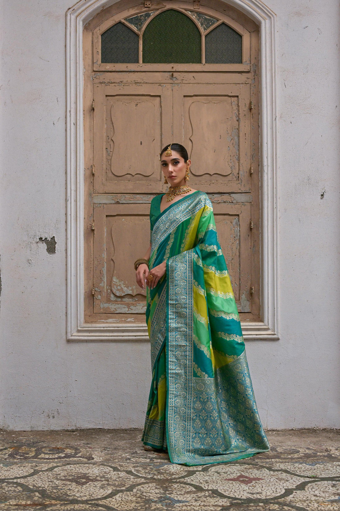 Shafaq | Peacock Teal Banarasi Silk Rich Zari Weaved Saree | Banarasii