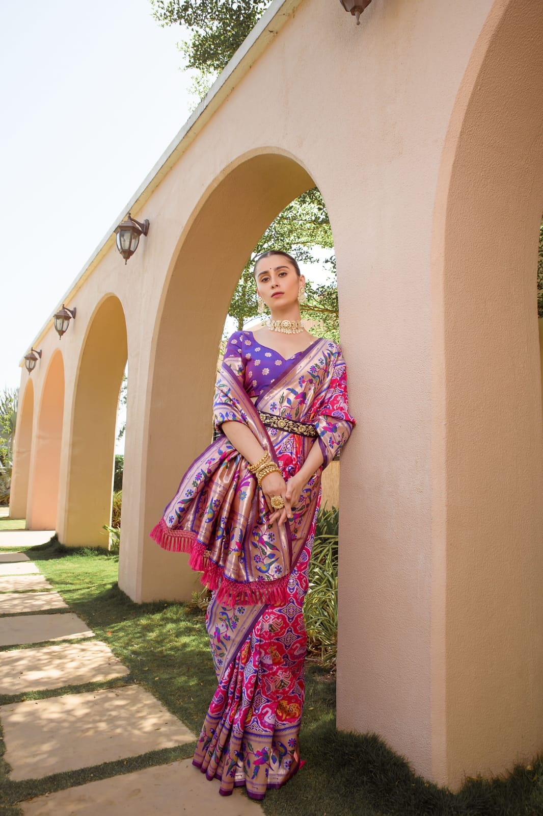 Rangrez - Royal Magenta Paithani Weave Banarasi Silk Saree | Banarasii