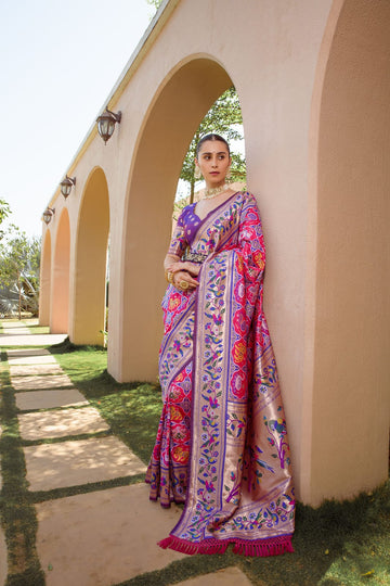 Rangrez - Royal Magenta Paithani Weave Banarasi Silk Saree | Banarasii